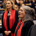 Representatives of Mākereti’s tribe, Tūhourangi, singing in the Māori remembrance ceremony.