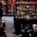 Professor Laura Van Broekhoven, Director of the Pitt Rivers Museum, delivering a speech at the reception at the Pitt Rivers Museum. 