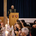 A representative of Māori community delivering a speech during the dinner at St Anne’s College. 