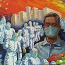 Chinese poster showing mask wearing health officials