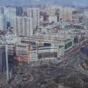 aerial view of a city centre in china