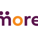Logo that reads more the m has a umlat, MRE in purple, o in orange