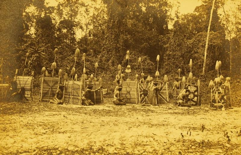 Copyright the rai Sepia Photo of Wapisiana shield game. Im Thurn Collection, The Royal Anthropological Institute.