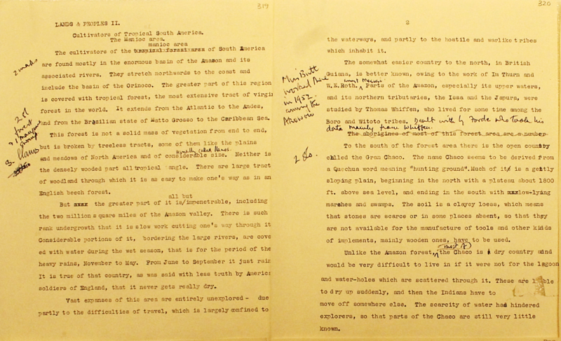 Lands peoples ii cultivators of tropical south america the manioc area blackwood papers pitt rivers museum Photo of typed pages on the lands peoples ii cultivators of tropical south america the manioc area blackwood papers pitt rivers museum
