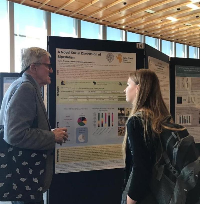 Recent human sciences graduate kerris chappell smith discusses her poster with world renowned paleoanthropologist bernard wood recent human sciences graduate kerris chappell smith discusses her poster with world renowned paleoanthropologist bernard wood