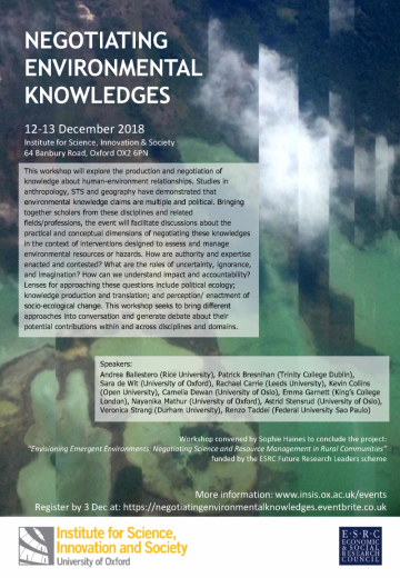 negotiating environmental knowledges workshop dec