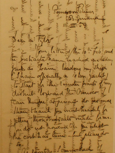 Extract of a letter from Sir Everard im Thurn to Sir Edward Burnett Tylor 11 March 1889. Tylor Papers, Pitt Rivers Museum.