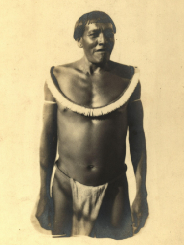 Lonk (im Thurn 1893: 196), a "Macusi male; full face; wearing neck/chest decoration and loin cloth" (photo no. 11/618). Im Thurn Collection, The Royal Anthropological Institute