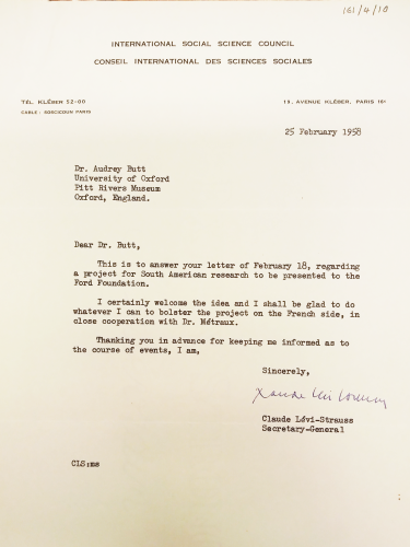 letter from claude levi strauss