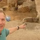 Harvey Whitehouse points out Bucrania at Catalhoyuk (Photo: Justin Barrett)