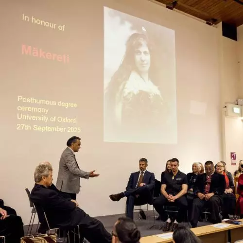 A representative of Mākereti's tribe delivering a speech in the Māori remembrance ceremony. 