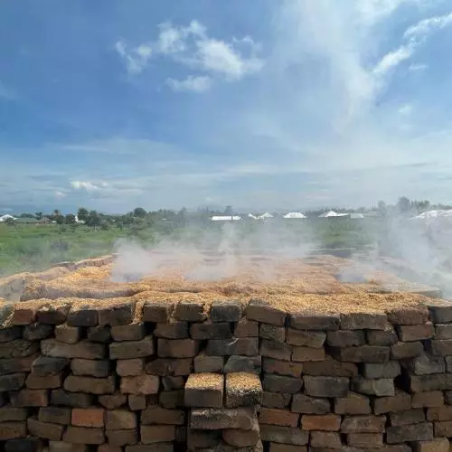 a smouldering brick kiln