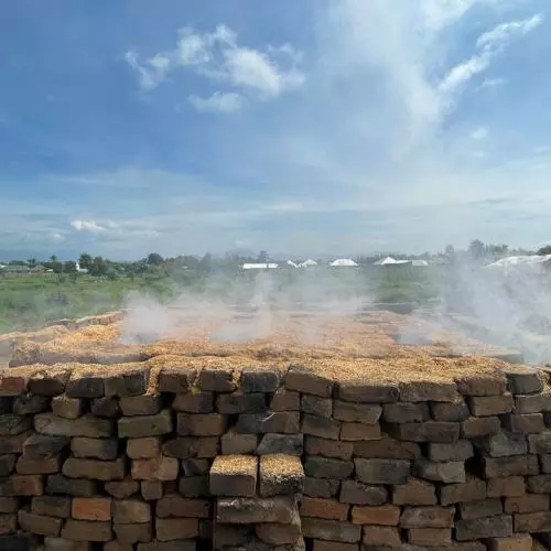 a smouldering brick kiln