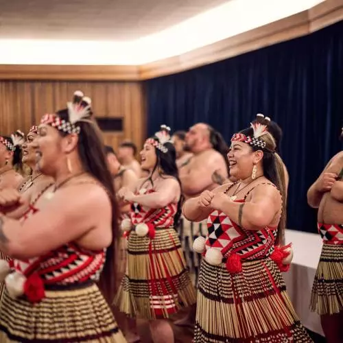 Representatives of Mākereti's tribe, Tūhourangi, performing songs and dances during the dinner at St Anne's College.