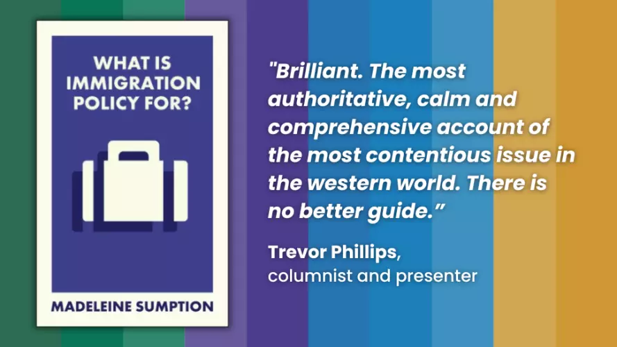book cover featuring a graphic of a suitcase. Includes quote: "Brilliant. The most authoritative, calm and comprehensive account of the most contentious issue in the western world. There is no better guide than Sumption through the arguments to the realit