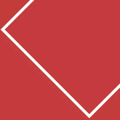 A white outline showing part of a square or rectangle on a red background