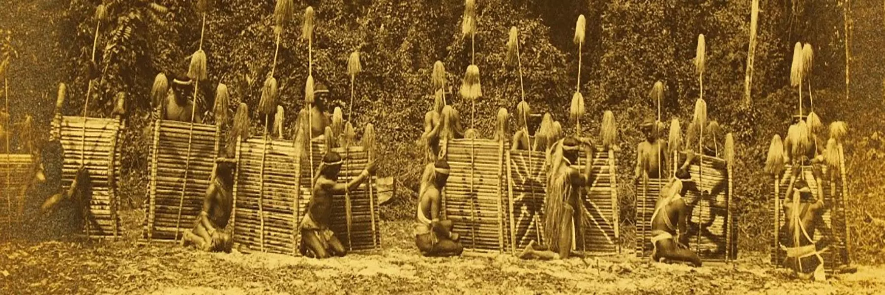 Sepia Photo of the Wapisiana shield game. Im Thurn Collection, The Royal Anthropological Institute.