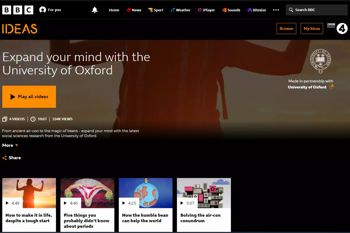 A screen shot of the BBC webpage
